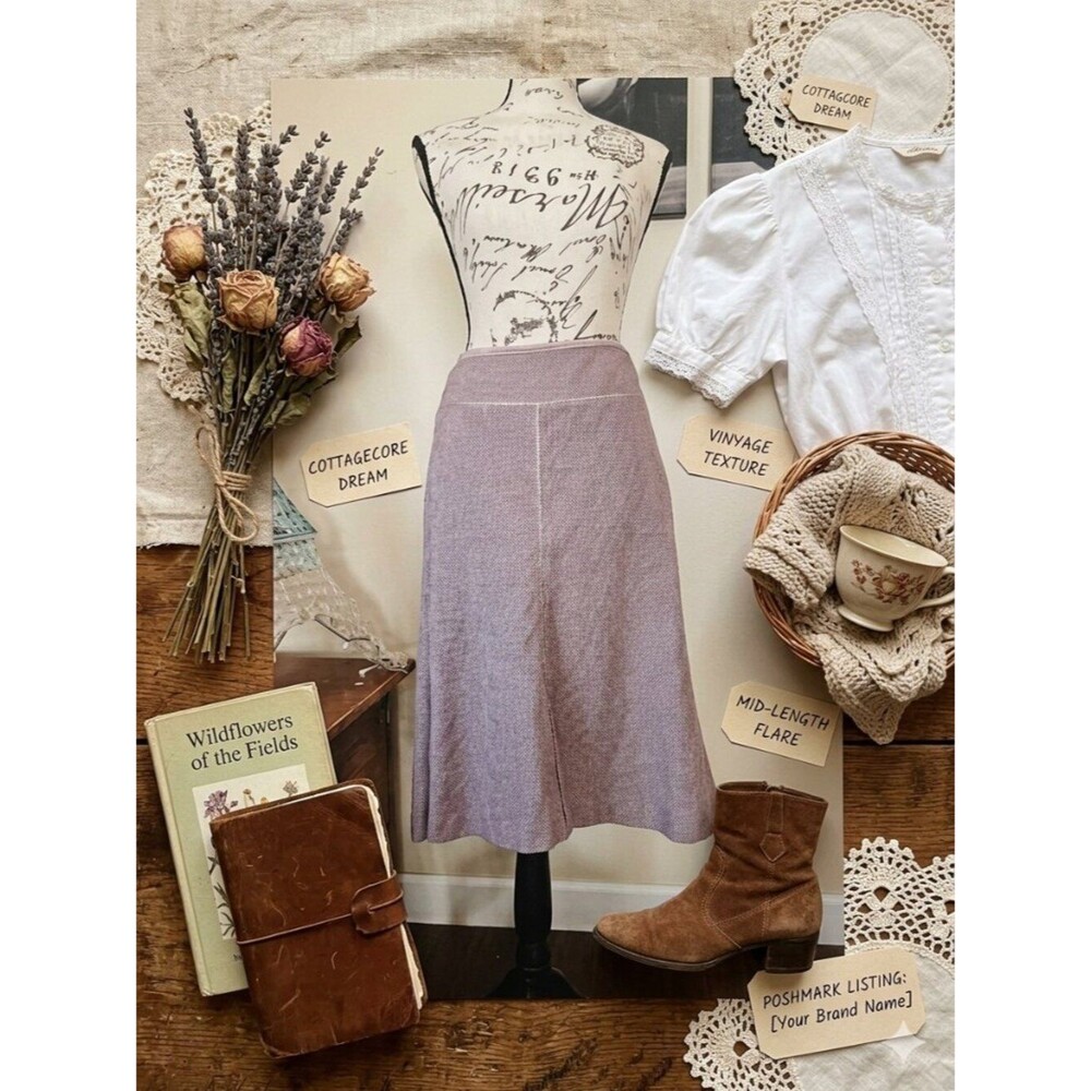 Vintage Ann Taylor Lavender Wool Blend Midi Skirt Size 6 90s Preppy A-Line